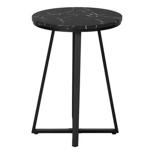Accent Table, Side, Round Marble Look Contemporary & Modern - Black by Couch.com