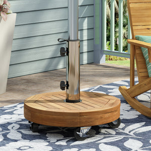 Ralph - Round Umbrella Base - Teak by Couch.com