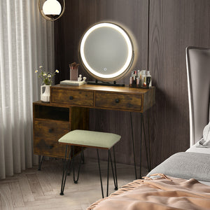 Modern Dressing Table with Storage Cabinet-Black