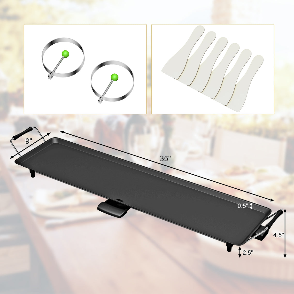 35 Inch Costway Electric Griddle Teppanyaki Grill with Adjustable Temperature