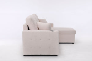 Lambswool - Pull Out Sleeper Sectional Sofa With Storage Chaise by Couch.com