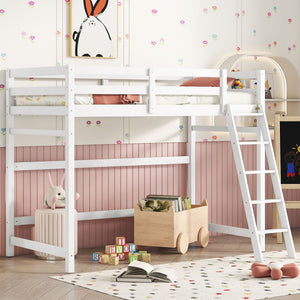 High Loft Bed With Inclined Ladder, Guardrails by Couch.com
