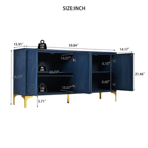 Modern 4 Door Sideboard With Creative Carved Surface And Adjustable Shelves by Couch.com