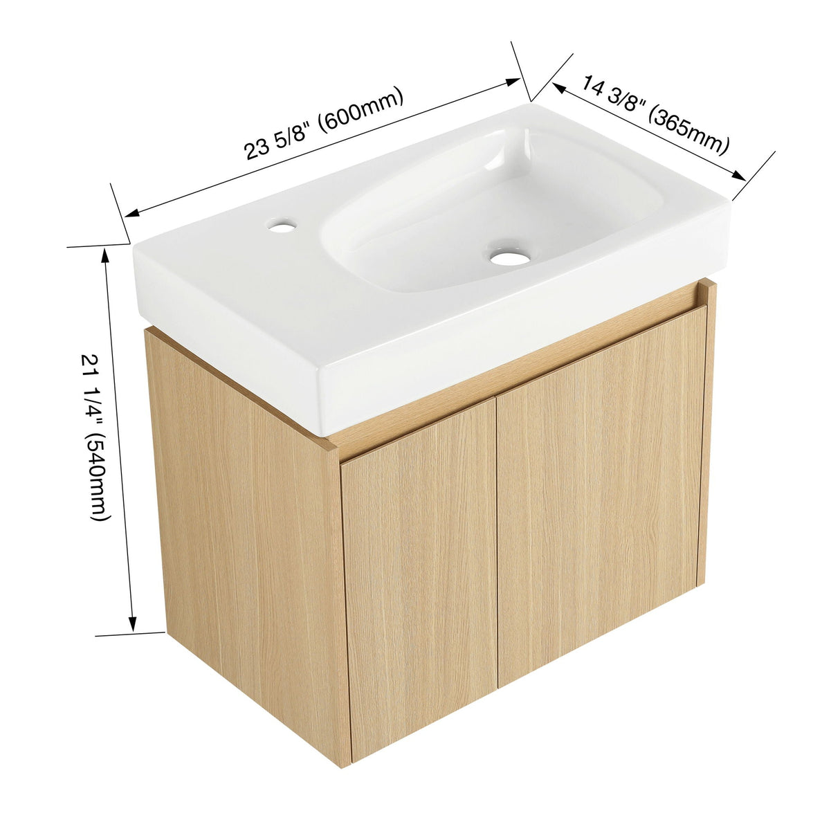 Modern Bathroom Vanity With Ceramic Basin, Wall Mounted Floating Sink Combo, Storage Cabinet by Couch.com