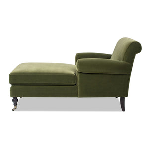 Couch.com Alana Lawson Chaise Lounge Chair Olive Green, Durable Design, Fabric Construction, Dark Green Finish by Couch.com