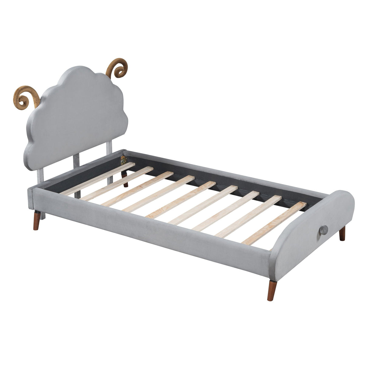 Upholstered Platform Bed With Sheep Shaped Headboard by Couch.com