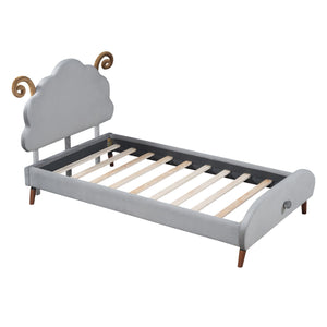 Upholstered Platform Bed With Sheep Shaped Headboard by Couch.com