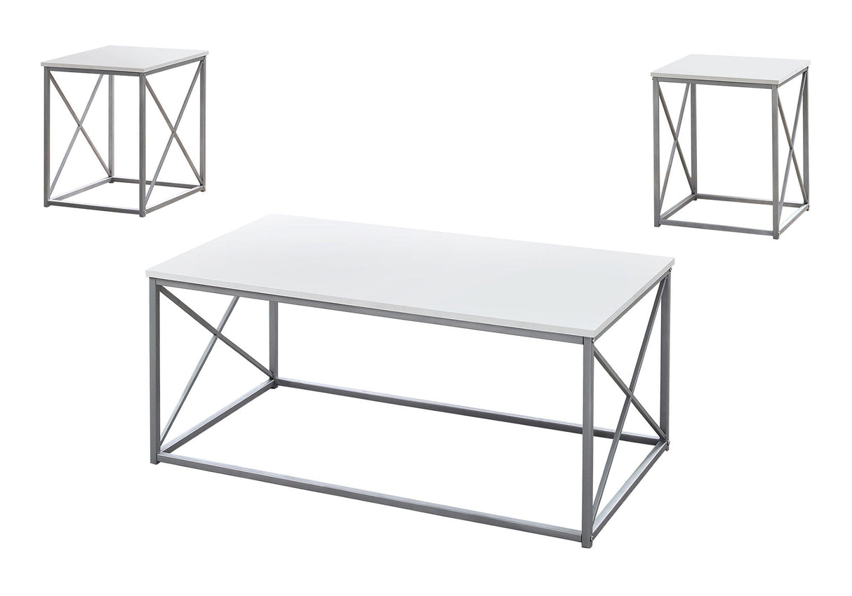 Table Set, Coffee, End, Side, Accent, Living Room, Contemporary, Modern (Set of 3) - White by Couch.com