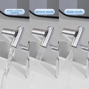 Bathroom Sink Faucet With Spray Function, Temperature Display, Anti Skid Switch, Hot & Cold, 360° Rotary by Couch.com