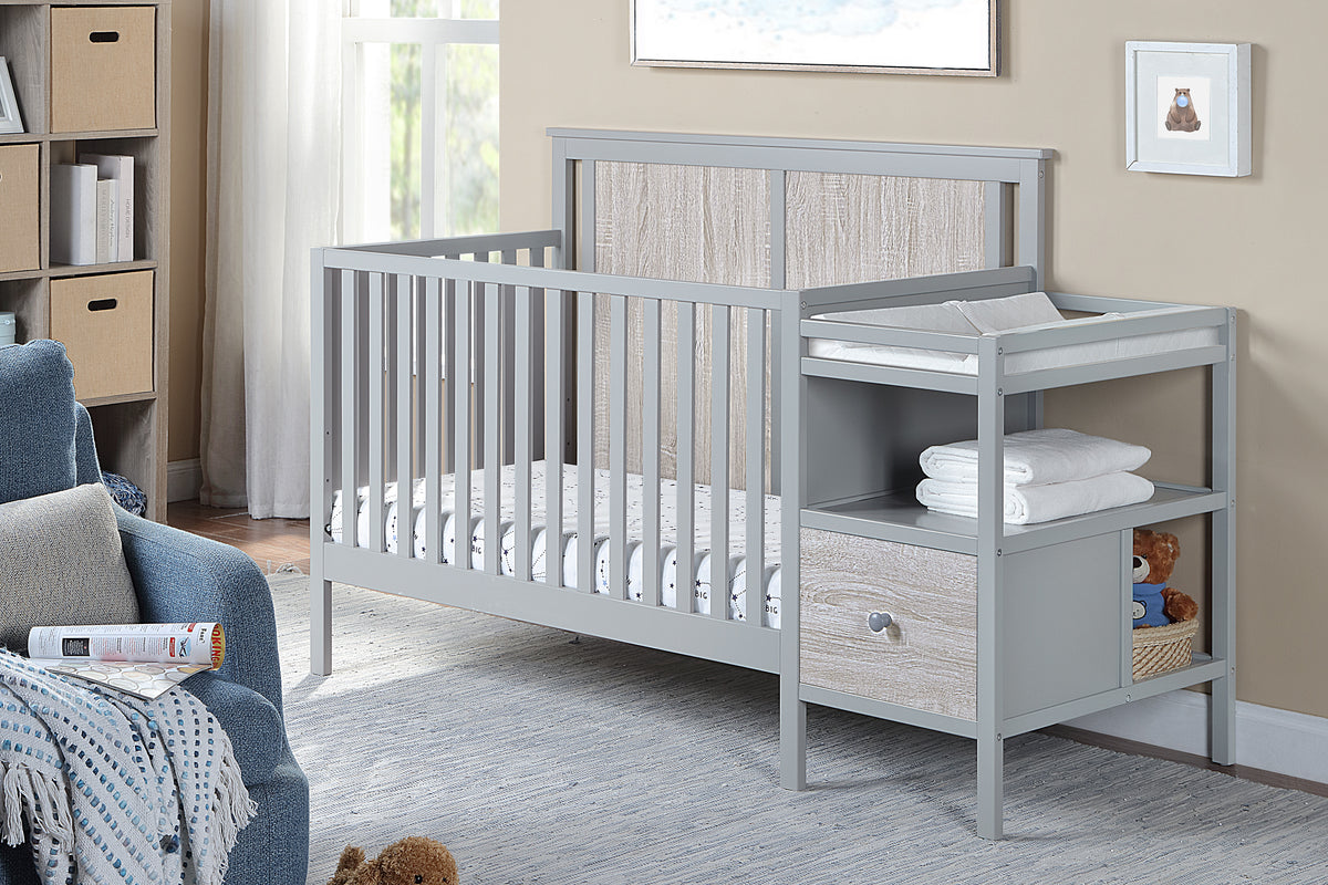 Connelly 4-in-1 Crib and Changer Combo, Gray / Rockport Gray