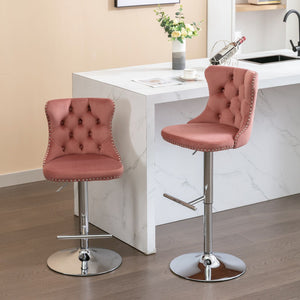 Swivel Velvet Barstools Adjusatble Seat Height From 25-33", Modern Upholstered Chrome Base Bar Stools With Backs Comfortable Tufted For Home Pub And Kitchen Island (Set of 2) by Couch.com
