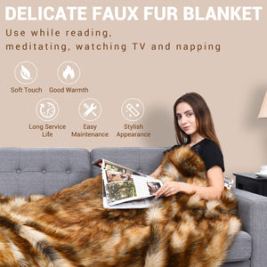 Soft Warm Fluffy for Bed Luxury Plush Faux Fur Blanket -L