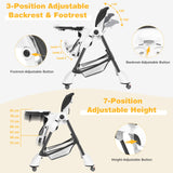 A-Shaped High Chair with 4 Lockable Wheels-Black