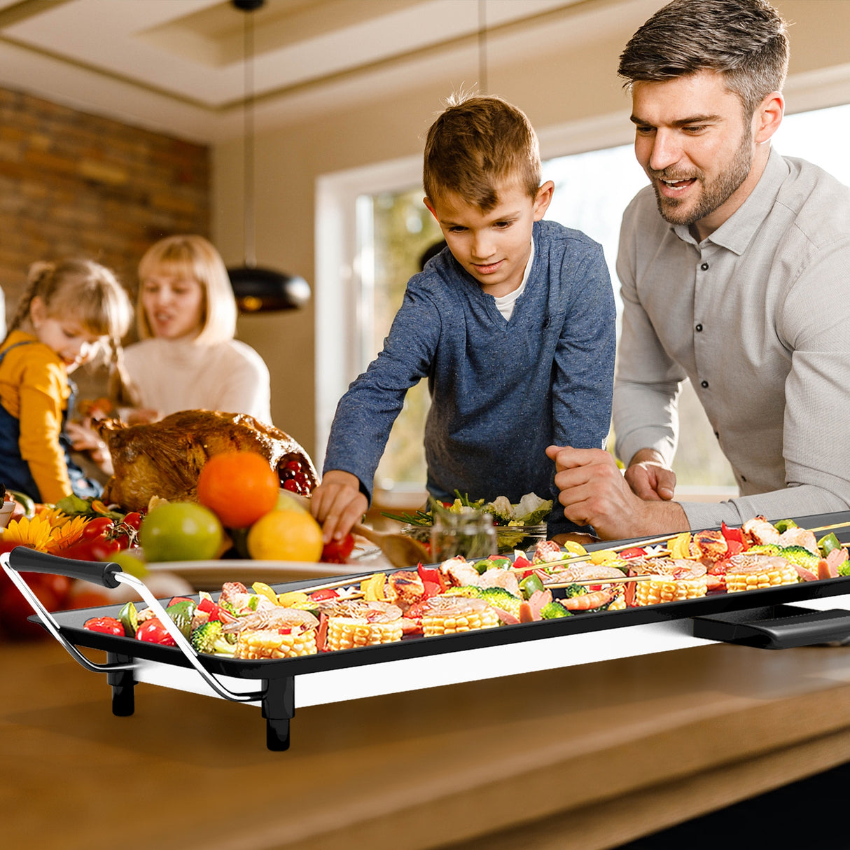 35 Inch Costway Electric Griddle Teppanyaki Grill with Adjustable Temperature