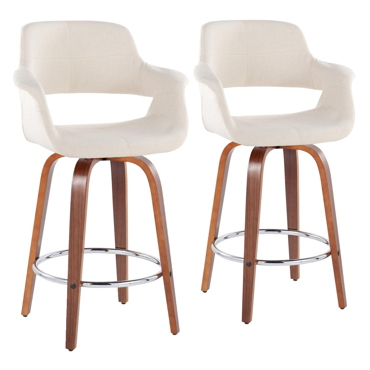 Vintage Flair - Mid-Century Modern Fixed Height Counter Stool With Swivel With Round Footrest (Set of 2) by Couch.com