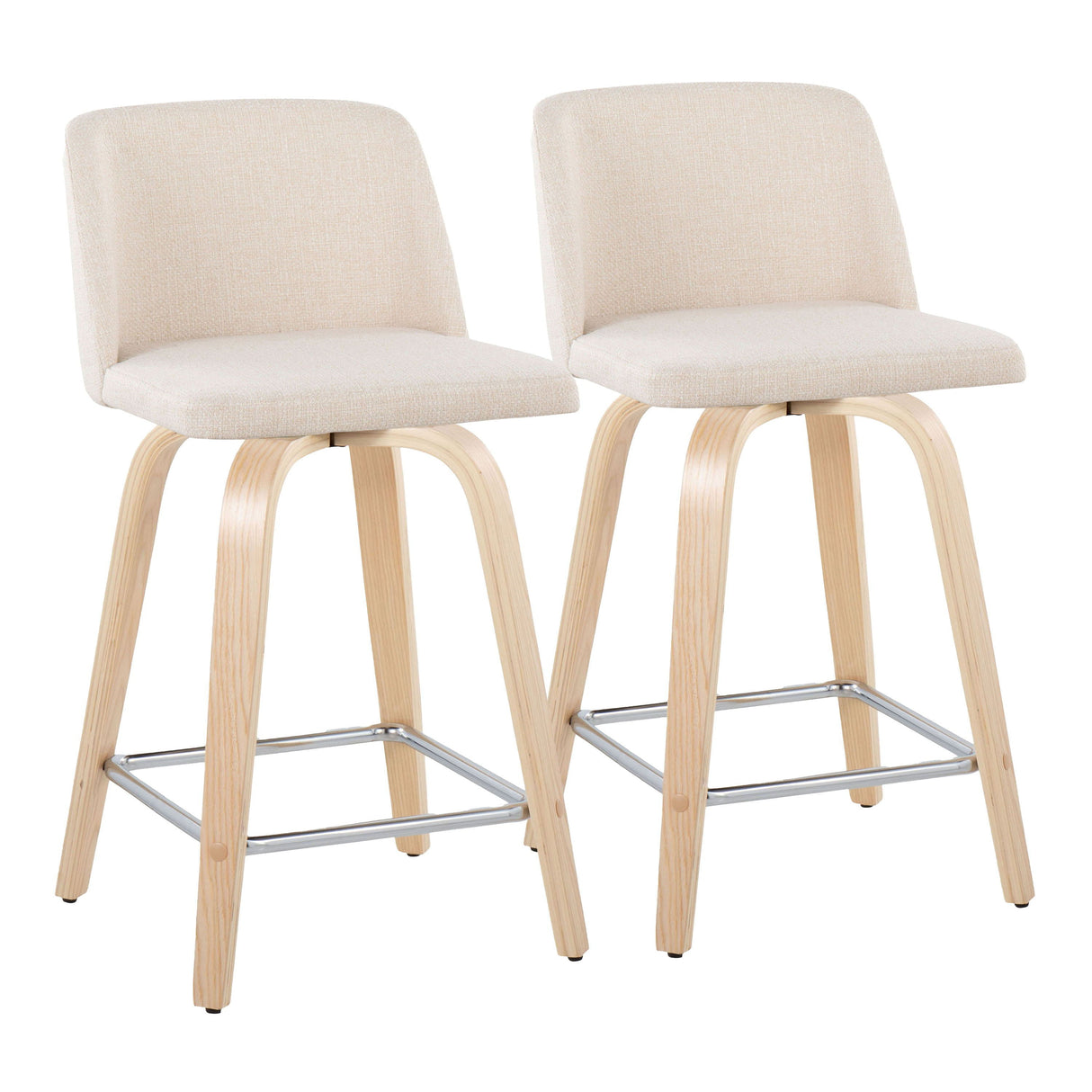 Toriano - Contemporary Fixed Height Counter Stool With Swivel With Square Footrest (Set of 2) by Couch.com