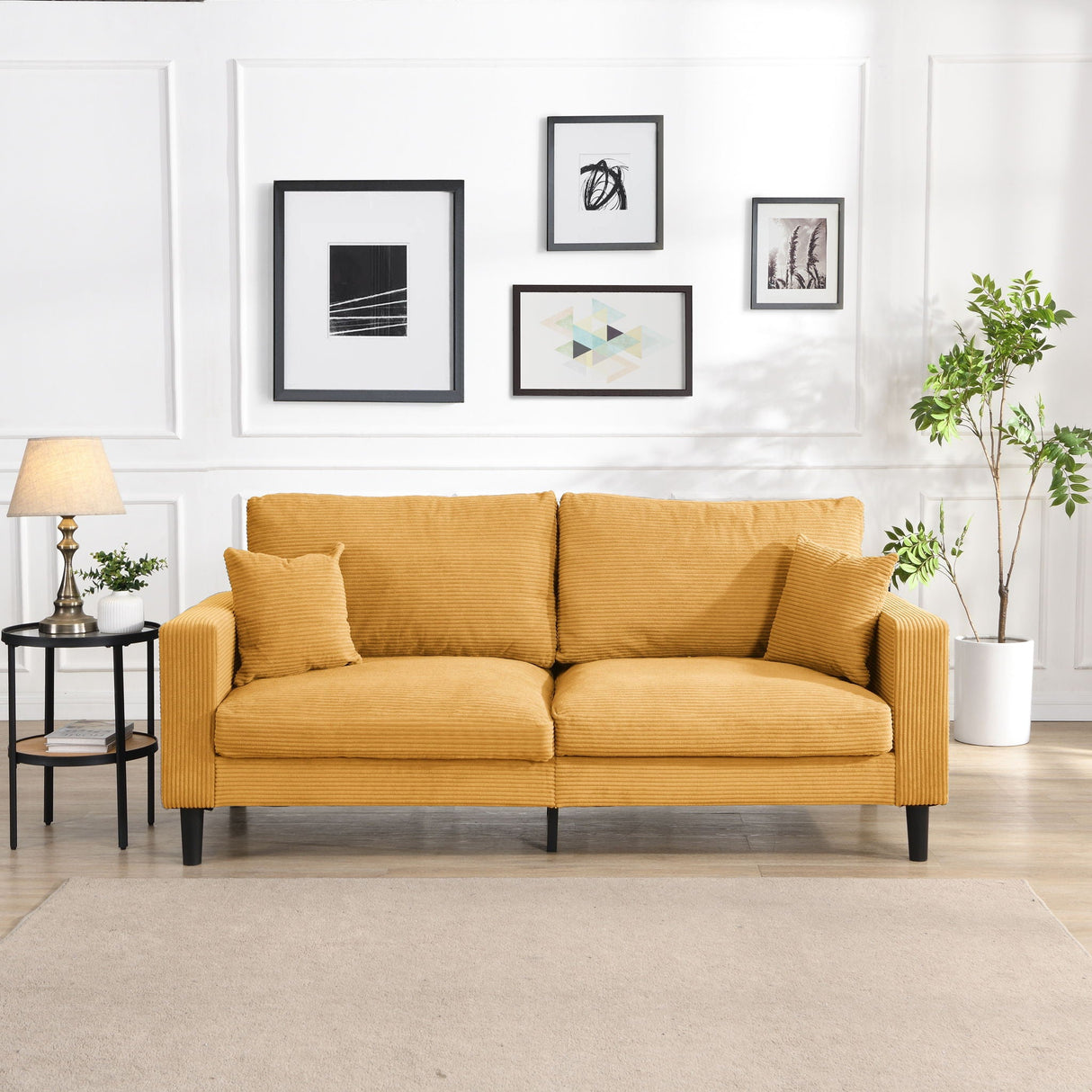 Modern Upholstered 3 Seat Sofa, High Resilience by Couch.com