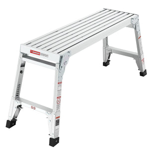 Aluminum Work Platform Large Size Step Stool Folding Portable Work Bench 40" Width Telescopic Feet Height Adjustable - Gray by Couch.com