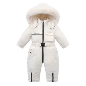 Autumn And Winter Fleece-lined Overalls Ski Suit For Children