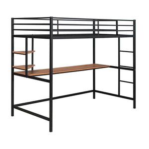 Twin Loft Bed With Desk And Shelve - Black by Couch.com