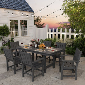 Corex HDPE Outdoor Dining Set, 7-Piece, Gray