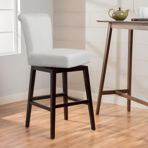 Quicksilvered - Upholstered Swivel Counter Stool With Wood Legs - Beige by Couch.com