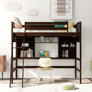 Loft Bed With Storage Shelves, Desk And Ladder by Couch.com