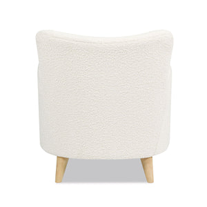 Couch.com Lune Curved Arm Accent Chair With Lumbar Pillow Ivory White, Fabric Construction, White Finish by Couch.com