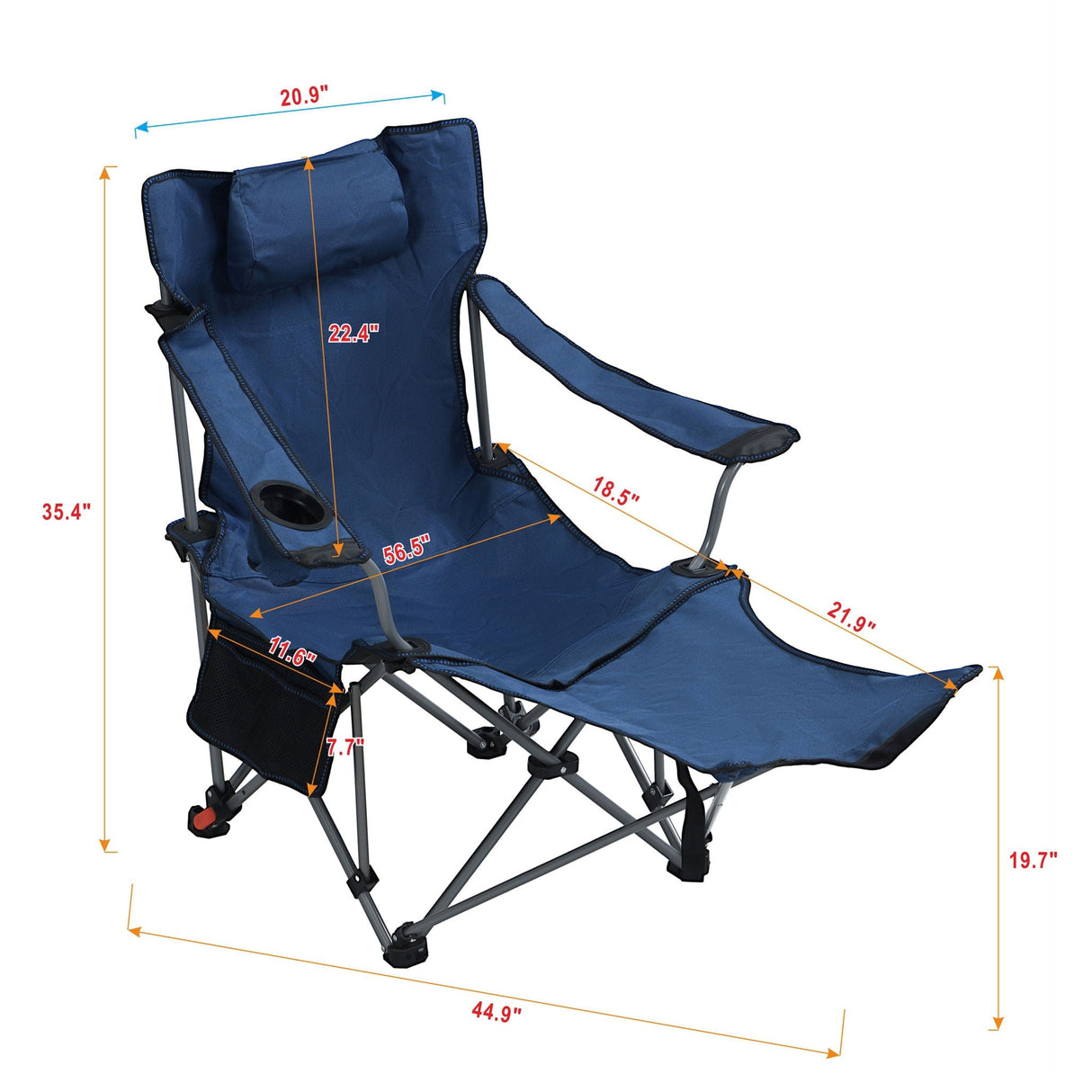 Outdoor Folding Adjustable Reclining Camping Chair with Cup Holder