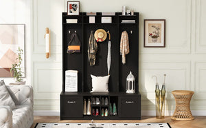 5 In 1 Entryway Bench With Coat Rack, 7 Sturdy Hooks, 2 Spacious Drawers And Adjustable Shelves by Couch.com