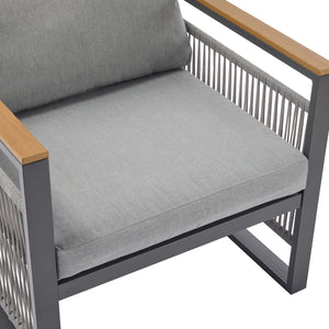 4-Pieces Outdoor Metal Patio Furniture Set with Cushions