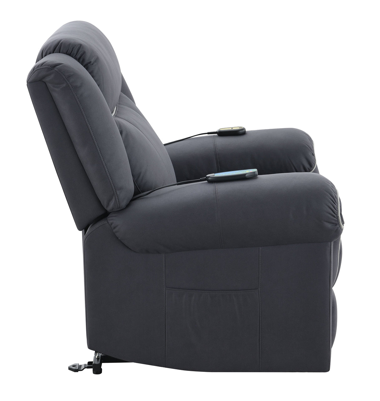 Domana - Polished Microfiber Power Nirion Recliner With Lift Heating Massage Chair - Dark Blue by Couch.com