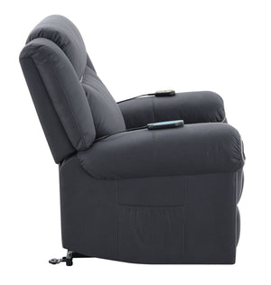 Domana - Polished Microfiber Power Nirion Recliner With Lift Heating Massage Chair - Dark Blue by Couch.com