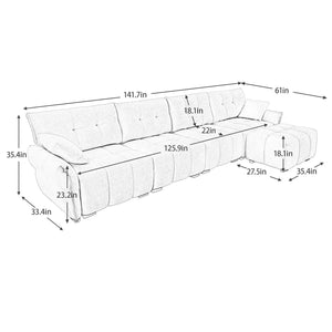 Elegant Sofa Set With Ottoman And Pillows, Textured Chenille, High Resilience Cushions by Couch.com