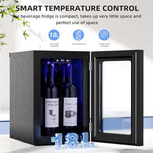 0.6Cu. Ft. Freestanding Wine Cellar Mini Fridge, 4-Bottle Red Wine with 6-Can Beverage Refrigerator, Quiet Compressor, LED Light and Display