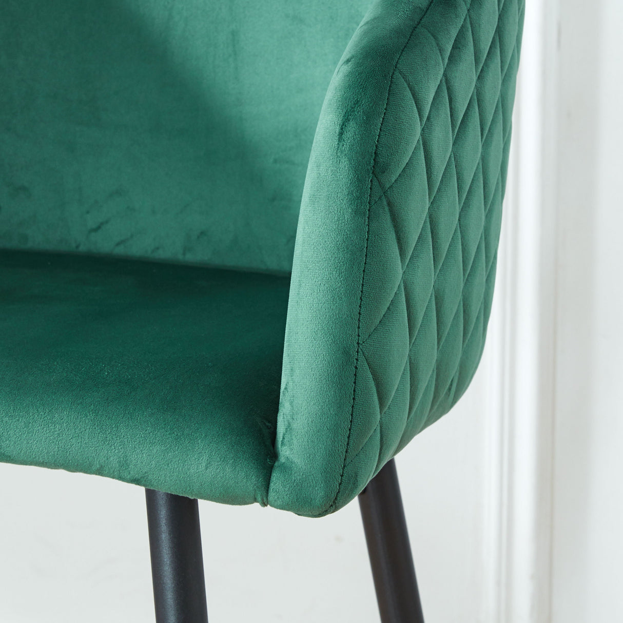 Counter Height Bar Stool, Metal Legs, Velvet Upholstered For Pub, Restaurant, Kitchen Island (Set of 2) - Black / Green by Couch.com