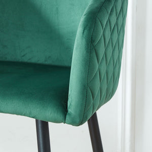 Counter Height Bar Stool, Metal Legs, Velvet Upholstered For Pub, Restaurant, Kitchen Island (Set of 2) - Black / Green by Couch.com