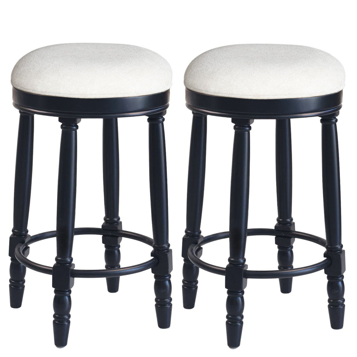 360° Swivel Wooden Barstools With Upholstered Seat, Counter Height (Set of 2) by Couch.com