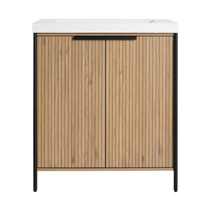 Modern Freestanding Bathroom Vanity With Resin Sink & Soft Close Cabinet Doors