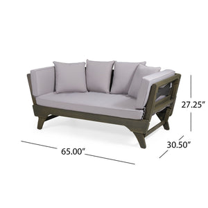 Outdoor Expandable Daybed With Water Resistant Cushion - Gray by Couch.com