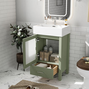 Bathroom Vanity With Ceramic Sink And Ample Storage, Ideal For Small Bathrooms by Couch.com