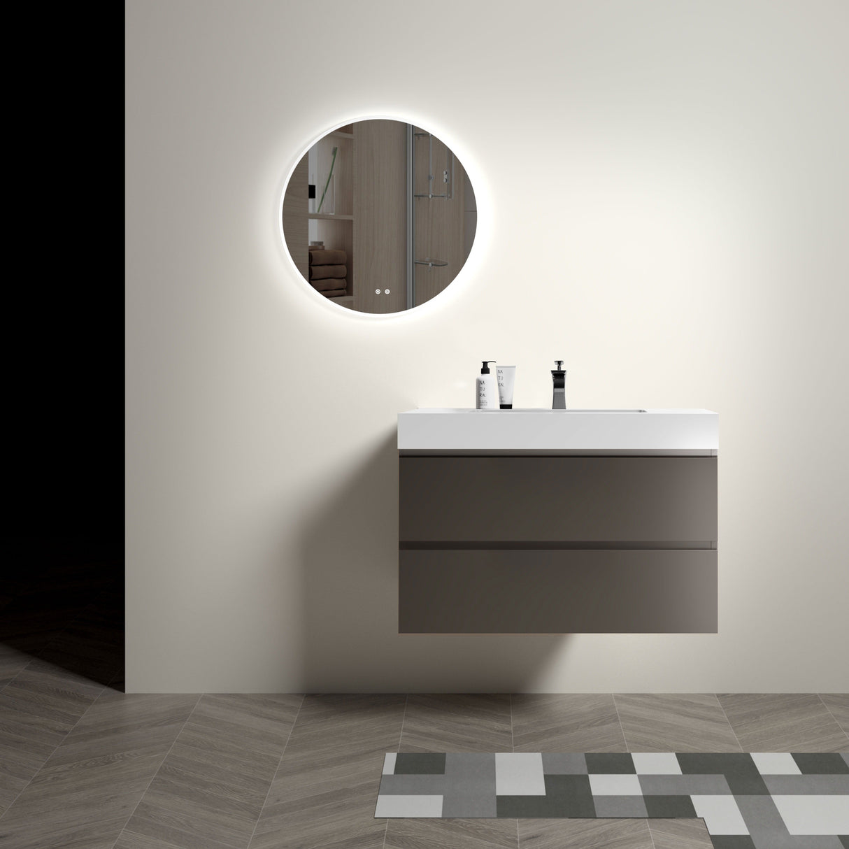 Alice - Bathroom Vanity With Sink, Large Storage Wall Mounted Floating Bathroom Vanity For Modern Bathroom, One-Piece Sink Basin Without Drain And Faucet by Couch.com