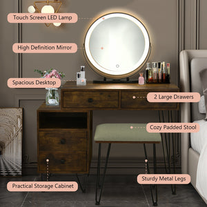 Modern Dressing Table with Storage Cabinet-Black