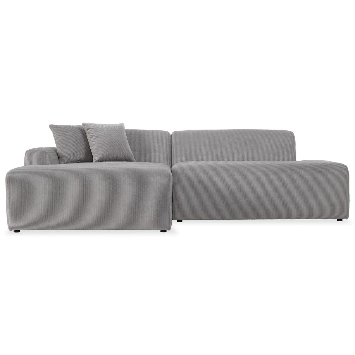 The Mar High-Quality Sectional Sofa is a modern gray piece with plush cushions, featuring a left-facing chaise and simple, clean lines for minimalist and comfortable seating.