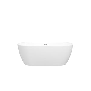 Acrylic Freestanding Soaking Bathtub With Classic Slotted Overflow And Toe-Tap Drain In Chrome, Cupc Certified.Easy To Install, 02138 - Glossy White by Couch.com