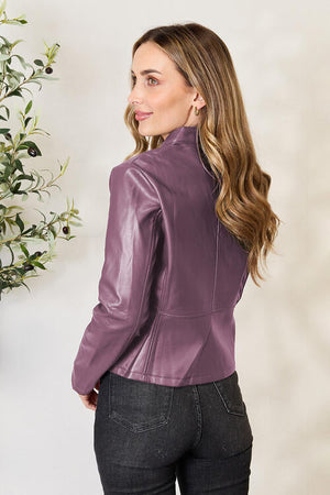 Women Classic Neck Zip-Up Jacket For Everyday Wear Elegant Girls Jacket