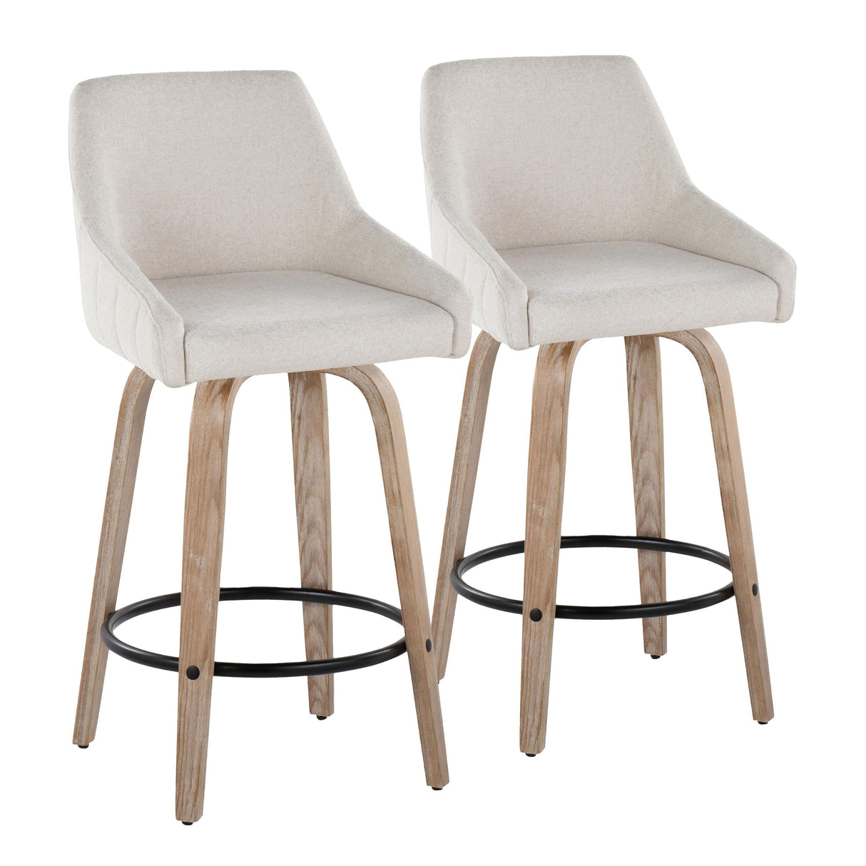 Hannah - Transitional Fixed Height Counter Stool With Swivel With Round Footrest (Set of 2) by Couch.com