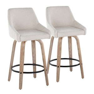 Hannah - Transitional Fixed Height Counter Stool With Swivel With Round Footrest (Set of 2) by Couch.com
