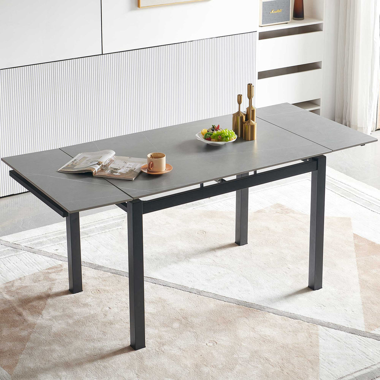 Ceramic Modern Rectangular Expandable Dining Room Table For Space-Saving Kitchen Small Space Table by Couch.com