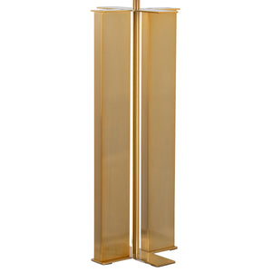 Cosmo 28" Glam Metal Table Lamp in Antique Brass and White Linen